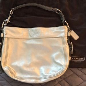 Coach Zoe - Leather Hobo Handbag, Gold Metallic